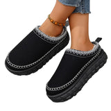 Large-Size Thick-Bottomed National Wind Half-Cotton Shoes Female Long Furry Tire Bottom Snow