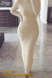 Women's Cable Knit Long Sweater Dress Crewneck Long Sleeve Solid Ribbed Bodycon Sweater Pullover Midi Jumper