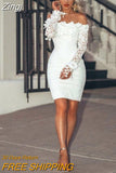 Women's Elegant Sexy Lace Off Shoulder Floral Dress Special Occasion Bodycon Slim Dress Lady Casual Party Short Mini
