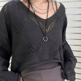 Knit Crochet Crop Sweater-Outfit