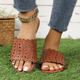 Zingj Large Size Slippers Female Summer Hollow Out One Word Casual Wear Flat