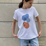 Summer Abstract Aesthetic Print T-Shirt Women's Cotton Soft Loose Basic Top Ins