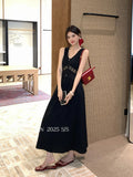 Xixi 2025 Summer Korean Version Of High-Waist Elegant Hollow Sleeveless Dress Pure Lust Dress Female