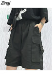 Women Summer Knee-length Wide-leg Boyfriend Safari Style Ulzzang BF Street Wear Chic All-match Casual Unisex Fashion