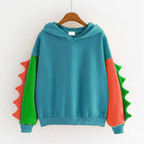 Dinosaur Contrast Color Hooded Long