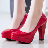 Women's High Heel Single Shoes Thick Heel PU Waterproof Table Four Seasons OL Working Shoes Long-Term