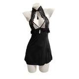 Cheongsam Pendant Neck Pyjab Sexy Hollow Cheongsam High-End Pure Lusty Homewear