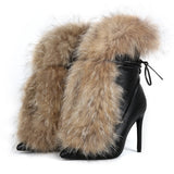 Banquet Fashion Hairy Tip High With Large Size 44 Female Short Boots Boots