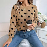 Shooting 2025 Autumn And Winter Casual Crash Color Wave Point Long-Sleeved Jacket Sweater Women's