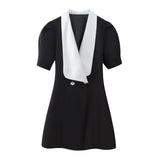 New Women's Fashion French Fashion Design Suited Bow Decorated Mini