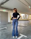 Street Retro Hip Flared Pants-Outfit