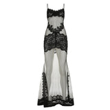 Women's Lace Lace Stitching Perspective Mesh Dress Sexy Woman Style Bag Hip Sling