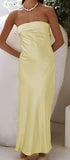 Zingj Spring And Summer New Temperament Famous Yuan Satin Hollow Out Back Wipe Chest Money Dress Long