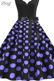 Women Dot Print Dress Summer Sexy V-neck Sleeveless Elegant Vintgae Party Dress Vestidos S~3XL Robe