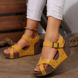 With Thick Bottom Heel Sandals Women Large Size Rivet With Fish Mouth Beach Cool Drag