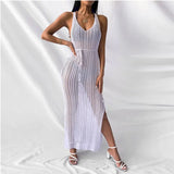 Zingj New Sweater Beach Casual Solid Color Knit Sling Knit Cover Outside-Outfit