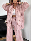Women's Clothing Pure Color Fashion Long-Sleeved Jacket Three-Dimensional Pocket Fashion Loose