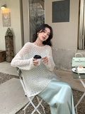Xixi 2025 Spring Loose Long Sleeves Long Sleeves Haired Haired Knitted Jersey Sweater
