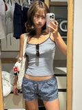 Fresh Wind Hit The Striped V-Neck Sling 2025 Summer To Send A Casual Short-Term Waistcoat New Women's