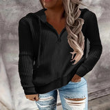Zingj And Winter New Solid Color Casual Hoodie Loose Zipper Half Cardigan Set Long Sleeve Hooded Knit Women's Wear-Outfit
