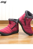 Boots Women Ankle Boots Cotton Fabric Femmes Bottes Plush Shoes Ladies Booties Waterproof Shoes Buty