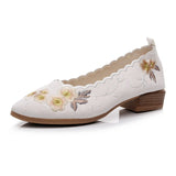 Zingj Grain Bottom Side Heel Single Shoe Bag Embroidered Mary Jane Fashion Embroidered Cloth Shoes Thick Heel Women's