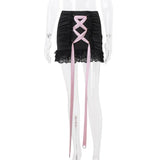 Zingj Winter New Ins Pure Desire Hot Girl Lace With Long Sleeve Top Lace Splicing Package Buttock Skirt Suit