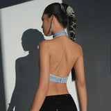 Zingj 2023 New Sexy Hot Girl Flash Diamond Hanging Neck Sling Fashion Slim Small