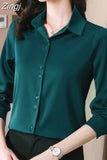 New Shirts for Women Satin Long Sleeve Blouse Office Lady Fashion Shirts Silk Women Shirt OL Elegant Blouses Ladies