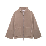 Autumn And Winter New Women's Pure Color Lazy Lamb Hair High Collar Hair Coat