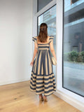 Zingj Summer New Women's Dress Comfortable And Elegant One-Word Collar Striped Slip Dress