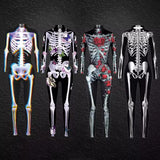 2025 Halloween Women's Body Bone Print Party Cosplay Tight Jumpsuit