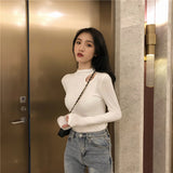Zingj Half High Collar Bottom Shirt Female Autumn Winter Foreign Style Inside The Slim Careful Machine Jacket Dew Collarbone Long Sleeve
