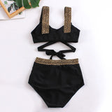 2025 New Split Solid Color Swimsuit Female Bikini Triangle Sexy Thin High Waist