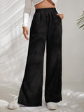 Autumn And Winter New Women's High-Waisted Slacks Solid Color Corduroy Splicing Open Trousers