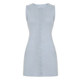 Cloth Forget French Light Style V-Neck Knitted Dress T-Shirt Babes Single Buckle Thin Temperament Slim