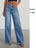 Zingj Early Autumn New Casual Street Loose Wide Leg Wash Water Wool Edge Jeans Female