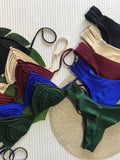 Solid Color High Open Split Split Swimsuit Woman 2025 New Strap Sexy Bareback