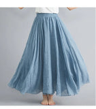 Women's Literature And Art Large Cotton Tamples Skirt Tight Waist A-Shaped Skirt Long Solid National Style Skirt 24