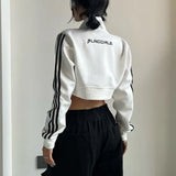 Side Stripe Zip Up Cropped JacketOutfit