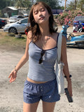 Fresh Wind Hit The Striped V-Neck Sling 2025 Summer To Send A Casual Short-Term Waistcoat New Women's