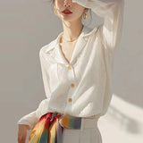 Temperament White Shirt Long-Sleeved Spring And Autumn New Unique Fashion Beautiful Shirt Early Autumn Women's Chiffon