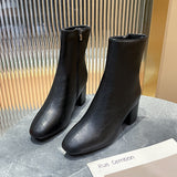 Version Of The British Wind Plus Short Sleeker Boots Woman's Head Thick And Side Zipper Round Head Martin Boots