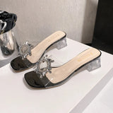 And Cool Drag 2025 Summer New Large-Size Cool Slippers Women's Water Drill Transparent Korean Version Of Fashion Slope And Cold