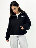 Women's Casual Half-Zip Embroidery Loose Long-Sleeved