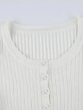basic rib knit top with button placket and long