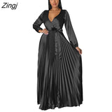 Party Elegant Women Long Sleeve Maxi Dress Fashion Solid Color Bodycon Party Dress Sexy V Neck Long