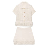 For Women's Clothing INS Burst Tuxedo Tsets Knitted Jacket + Short Skirt