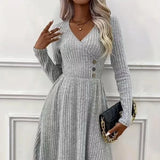 2025 Autumn And Winter Fashion Temperament Pure Color V-Neck Spliced Sweater