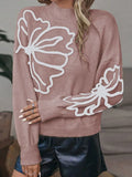 And Winter New Sweater Embroidered Three-Dimensional Flowers High-Neck Long-Sleeved
